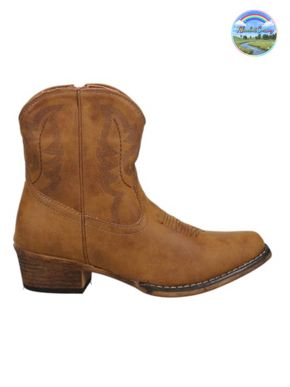 Faux Leather Ankle Booties with Side Zip - Pull On Women's Boots